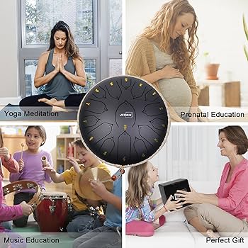 鋼製トーンドラム 15音 マレット・スタンド、バッグ付き Amazon | JYTMUS スチール舌ドラム 15音符 13インチ スチール